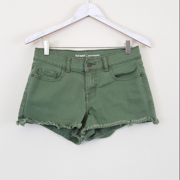 Old Navy Pants - Old Navy Boyfriend Olive Green Jean Shorts 4